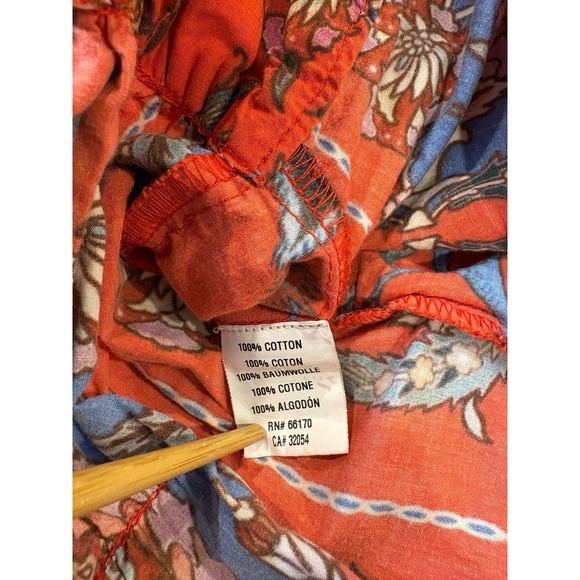 Floral Wrap Peasent Red Crop Top Open Back Tie Boho Cottagecore Sz Xs Festival - Picture 6 of 7